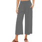 👖 49% OFF💫Női magas derekú, széles szárú lenvászon, gumírozott derékrészű capri nadrág