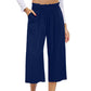 👖 49% OFF💫Női magas derekú, széles szárú lenvászon, gumírozott derékrészű capri nadrág