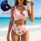 🌊 Virágmintás magas derekú női bikini szett, alakformáló, EU S-XL utánvétes