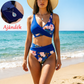 🌊 Virágmintás magas derekú női bikini szett, alakformáló, EU S-XL utánvétes