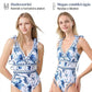 【👙👗 2 részes szett】Női két részes fürdőruha szett virágmintás szoknyával