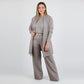 💝 Elegancki damski zestaw 3-częściowy długi kardigan bluzka spodnie rozmiary S-5XL