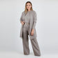 💝 Elegancki damski zestaw 3-częściowy długi kardigan bluzka spodnie rozmiary S-5XL