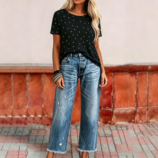 👖Retro Női Farmernadrág, Cropped, Egyenes Szárú🥰