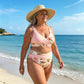 🌊 Virágmintás magas derekú női bikini szett, alakformáló, EU S-XL utánvétes