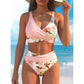 🌊 Virágmintás magas derekú női bikini szett, alakformáló, EU S-XL utánvétes