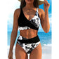 🌊 Virágmintás magas derekú női bikini szett, alakformáló, EU S-XL utánvétes