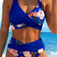 🌊 Virágmintás magas derekú női bikini szett, alakformáló, EU S-XL utánvétes