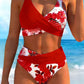 🌊 Virágmintás magas derekú női bikini szett, alakformáló, EU S-XL utánvétes
