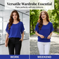 👚✨ Női prémium kevert anyagú testhezálló blúz – Elegáns denevérszárnyú ujjú, szegélyezett szegélyű tunika felső