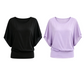 👚✨ Női prémium kevert anyagú testhezálló blúz – Elegáns denevérszárnyú ujjú, szegélyezett szegélyű tunika felső