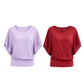 👚✨ Női prémium kevert anyagú testhezálló blúz – Elegáns denevérszárnyú ujjú, szegélyezett szegélyű tunika felső