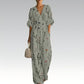 Női elegáns V-nyakú nyomott jumpsuit