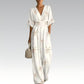 Női elegáns V-nyakú nyomott jumpsuit
