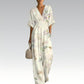 Női elegáns V-nyakú nyomott jumpsuit