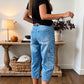 👖 Laza rugalmas rövidített női farmernadrág, kényelmes mindennapi nyári viselet