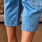 👖 Laza rugalmas rövidített női farmernadrág, kényelmes mindennapi nyári viselet