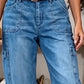 👖 Laza rugalmas rövidített női farmernadrág, kényelmes mindennapi nyári viselet