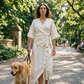👗Női alkalmi wrap felső & oldalsó gombos szoknya szett – Elegáns 2 részes nyári szett ✨