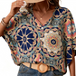 👕 Női V-nyakú bohém mintás blúz, nyári laza fazonú ing