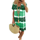 Női Casual Tie Dye Leopárdmintás V-nyakú Ruha