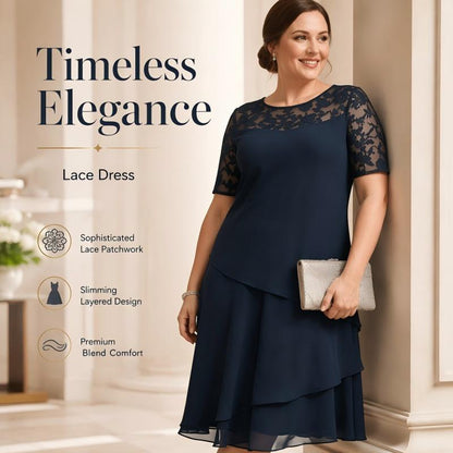 🌸👗✨ KORLÁTOZOTT IDEIG 45% KEDVEZMÉNY! Női elegáns, nagy méretű csipkés réteges midi ruha – Légáteresztő sifon, előnyös magas derék és alkalmi stílus