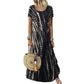 Modny teraz⭐💃 Powiewna midi w stylu tie-dye z eleganckim drapowaniem – uniwersalny styl na wakacje i miejskie spacery