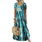 Modny teraz⭐💃 Powiewna midi w stylu tie-dye z eleganckim drapowaniem – uniwersalny styl na wakacje i miejskie spacery