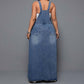 Damski jeansowy kombinezon maxi w rozmiarze plus size