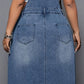 Damski jeansowy kombinezon maxi w rozmiarze plus size