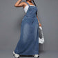 Damski jeansowy kombinezon maxi w rozmiarze plus size