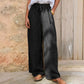 Damskie spodnie typu wide-leg na ściągacz, w stylu casual