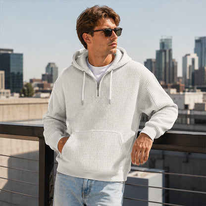 ⏰️OGRANICZONA OFERTA -49% I DARMOWA DOSTAWA! ✨Męska bluza z kapturem na zamek typu quarter-zip z dzianiny