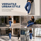 Dżinsy Harem z Wysokim Stanem, Elastyczne z Tyłu, Denim Vintage Wash, Głębokie Kieszenie — Miejski Komfort