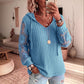 ✨ Bluza z dzianiny z kapturem, koronkowe kwiatowe rękawy, luźny fason | S‑3XL, 4 kolory