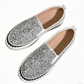 Damskie buty na platformie z brokatem, wsuwane
