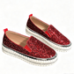Damskie buty na platformie z brokatem, wsuwane