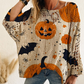Damski sweter na Halloween z dynią, szydełkowy, dzianinowy