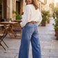 Damskie jeansy vintage z wysokim stanem i szerokimi nogawkami