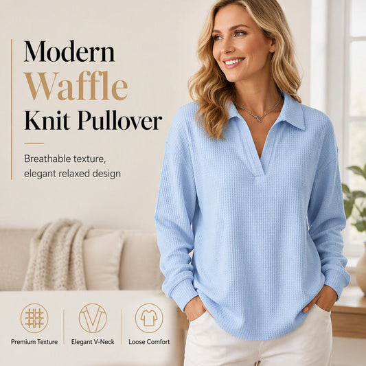Bestseller🏆🧶 Damski sweter z dzianiny z dekoltem w serek i długim rękawem
