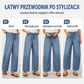 Damske dżinsy w stylu vintage z szerokimi nogawkami i wysokim stanem – elastyczny pas, luźny krój, na co dzień
