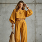 Damski casualowy zestaw topu crop i szerokich spodni