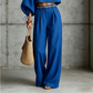 Damski casualowy zestaw topu crop i szerokich spodni