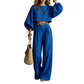 Damski casualowy zestaw topu crop i szerokich spodni