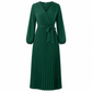 👗✨Elegancka sukienka maxi damska z dekoltem V na zakładkę i plisowaniem✨